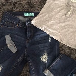 Dark Wash Ripped Jeans